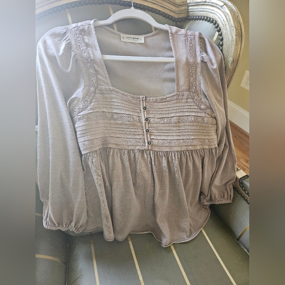 NWOT Lucky Brand embroidered blouse in rosewood - Picture 4 of 13